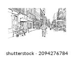Building view with landmark of Las Palmas is the 
city in Spain. Hand drawn sketch illustration in vector.