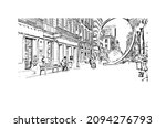 Building view with landmark of Las Palmas is the 
city in Spain. Hand drawn sketch illustration in vector.