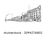 Building view with landmark of Las Palmas is the 
city in Spain. Hand drawn sketch illustration in vector.