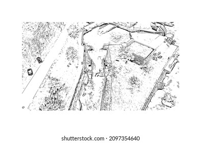 Building view with landmark of Leipzig is the 
city in Germany. Hand drawn sketch illustration in vector.