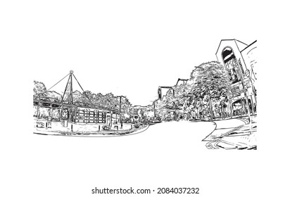 La vista de edificio con un punto de referencia de Limerick es el 
ciudad de Irlanda. Dibujo a mano de ilustración de esbozo en vector.