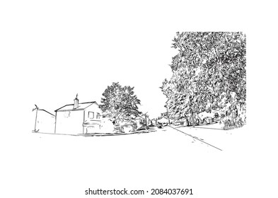 Building view with landmark of Limerick is the 
city in Ireland. Hand drawn sketch illustration in vector.