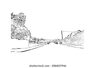 Building view with landmark of Limerick is the 
city in Ireland. Hand drawn sketch illustration in vector.