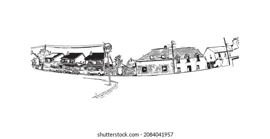 Building view with landmark of Limerick is the 
city in Ireland. Hand drawn sketch illustration in vector.