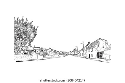 Building view with landmark of Limerick is the 
city in Ireland. Hand drawn sketch illustration in vector.