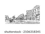 Building view with landmark of Lublin is the 
city in Poland. Hand drawn sketch illustration in vector.