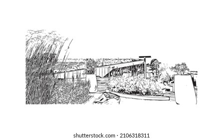 Building view with landmark of Lublin is the 
city in Poland. Hand drawn sketch illustration in vector.