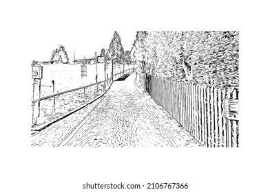 Building view with landmark of Lucerne is the 
city in Switzerland. Hand drawn sketch illustration in vector.