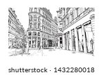 Building view with landmark of Lyon, the capital city in France’s Auvergne-Rhone-Alpes region, sits at the junction of the Rhone and Saone rivers. Hand drawn sketch illustration in vector.