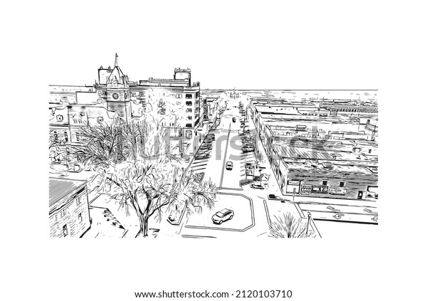 Building view with landmark of Manhattan is the\
most densely   populated place in New York City. Hand drawn sketch\
illustration in\
vector.