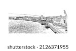 Building view with landmark of Messina is the 
city in Italy. Hand drawn sketch illustration in vector.