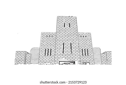 Building view with landmark of Mogadishu is the capital of Somalia. Hand drawn sketch illustration in vector.
