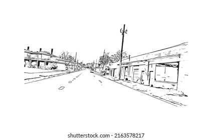 Building view with landmark of Montgomery is the 
city in Alabama. Hand drawn sketch illustration in vector.