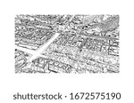 Building view with landmark of Nantes, a city on the Loire River in the Upper Brittany region of western France. Hand drawn sketch illustration in vector.