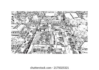 Building View With Landmark Of Naples Is The 
City In Florida. Hand Drawn Sketch Illustration In Vector.