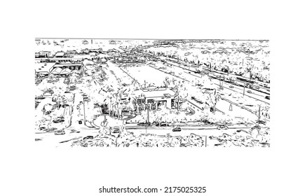 Building View With Landmark Of Naples Is The 
City In Florida. Hand Drawn Sketch Illustration In Vector.