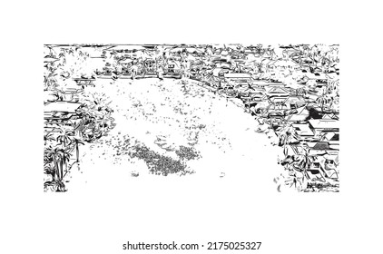 Building View With Landmark Of Naples Is The 
City In Florida. Hand Drawn Sketch Illustration In Vector.