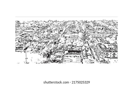 Building View With Landmark Of Naples Is The 
City In Florida. Hand Drawn Sketch Illustration In Vector.