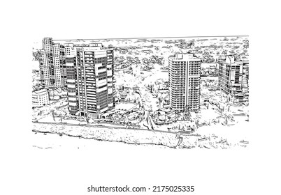 Building View With Landmark Of Naples Is The 
City In Florida. Hand Drawn Sketch Illustration In Vector.