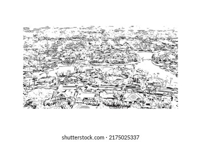 Building View With Landmark Of Naples Is The 
City In Florida. Hand Drawn Sketch Illustration In Vector.