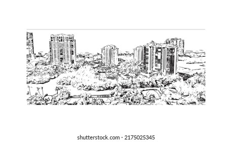 Building View With Landmark Of Naples Is The 
City In Florida. Hand Drawn Sketch Illustration In Vector.