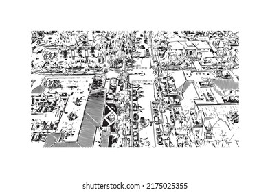 Building View With Landmark Of Naples Is The 
City In Florida. Hand Drawn Sketch Illustration In Vector.