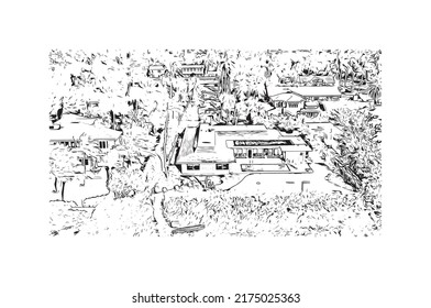 Building view with landmark of Naples is the 
city in Florida. Hand drawn sketch illustration in vector.