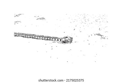 Building view with landmark of Naples is the 
city in Florida. Hand drawn sketch illustration in vector.