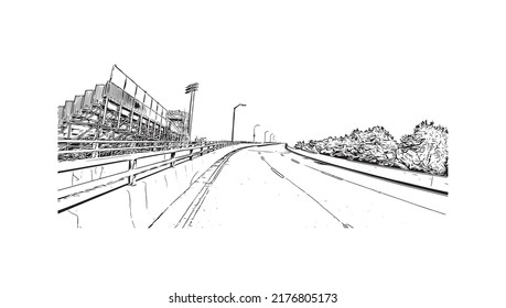 Building view with landmark of Nassau is the 
capital in Bahamas. Hand drawn sketch illustration in vector.