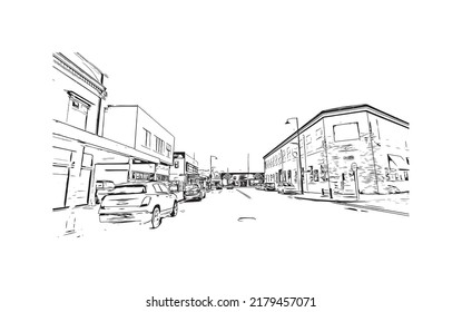 Building view with landmark of Nelson is the 
city in New Zealand. Hand drawn sketch illustration in vector.