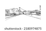 Building view with landmark of New Haven is the 
city in Connecticut. Hand drawn sketch illustration in vector.