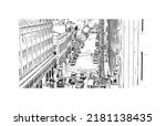 Building view with landmark of New Orleans is the 
city in Louisiana. Hand drawn sketch illustration in vector.