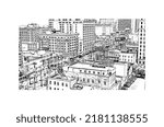 Building view with landmark of New Orleans is the 
city in Louisiana. Hand drawn sketch illustration in vector.