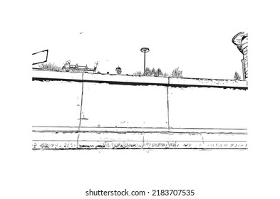 Building view with landmark of Newcastle upon Tyne is the 
city in England. Hand drawn sketch illustration in vector.