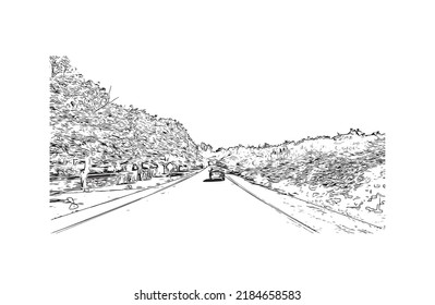 Building view with landmark of Newport is the 
city in Rhode Island. Hand drawn sketch illustration in vector.