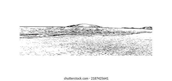 Building view with landmark of Nha Trang is the 
city in Vietnam. Hand drawn sketch illustration in vector.