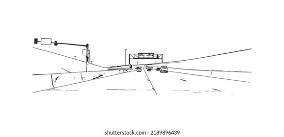 Building view with landmark of North Las Vegas is the 
city in Nevada. Hand drawn sketch illustration in vector.