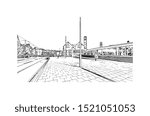 Building view with landmark of Nottingham is a city in central England’s Midlands region. Hand drawn sketch illustration in vector.