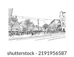 Building view with landmark of Nottingham is a city in central England.Hand drawn sketch illustration in vector.