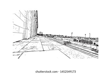 Building view with landmark of Nuremberg, a city in northern Bavaria, City in Germany. hand drawn sketch illustration in vector.