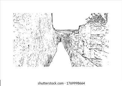 Building view with landmark of  Obidos is a town and a municipality in Oeste region. hand drown sketch illustration in vector