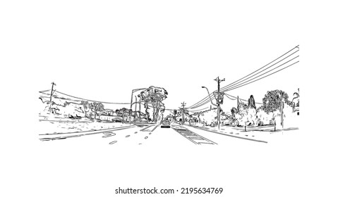 Building view with landmark of Ocean Grove is the 
town in Australia. Hand drawn sketch illustration in vector.