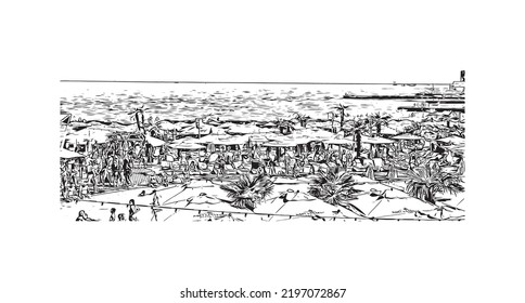 Building view with landmark of Odessa
is the city in Ukraine. Hand drawn sketch illustration in vector.