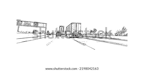 Building view\
with landmark of Oklahoma is a state in the United States. Hand\
drawn sketch illustration in\
vector.