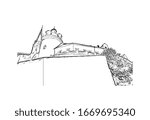 Building view with landmark of Olomouc is a city in the eastern province of Moravia in the Czech Republic. Hand drawn sketch illustration in vector.
