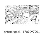 Building view with landmark of Ostrava is a city in the north-east of the Czech Republic, and the capital of the Moravian-Silesian Region. Hand drawn sketch illustration in vector.