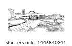 Building view with landmark of Ottawa is Canada’s capital, in the east of southern Ontario, near the city of Montreal and the U.S. border. Hand drawn sketch illustration in vector.