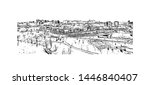 Building view with landmark of Ottawa is Canada’s capital, in the east of southern Ontario, near the city of Montreal and the U.S. border. Hand drawn sketch illustration in vector.