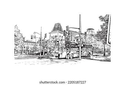 Building view with landmark of Ottawa is the 
capital of Canada. Hand drawn sketch illustration in vector.