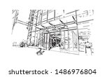 Building view with landmark of Oulu is a city in central Finland, where the Oulujoki River meets the Bay of Bothnia. Hand drawn sketch illustration in vector.